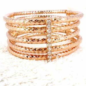 Banana Republic Copper Stretch Bangle Bracelet Crystals 2 3/8" Orig $29.99 NWT
